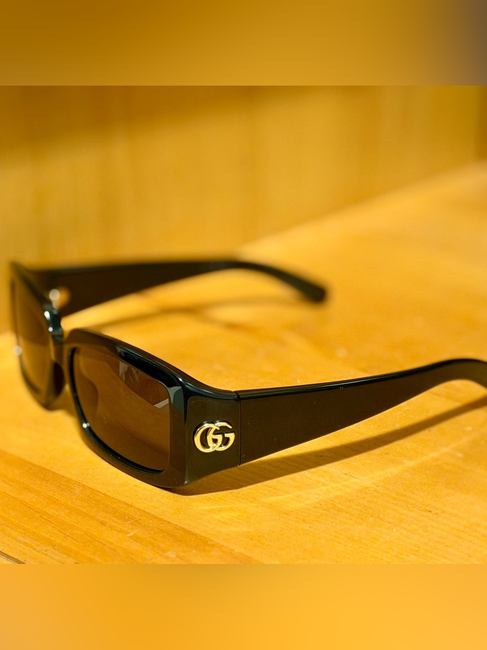 Gucci Black Sunglasses with Gold Double-G Emblem